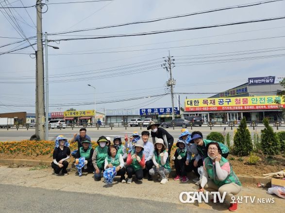 평택시 포승읍 내기리 대로변 화단, 여름꽃으로 새 단장