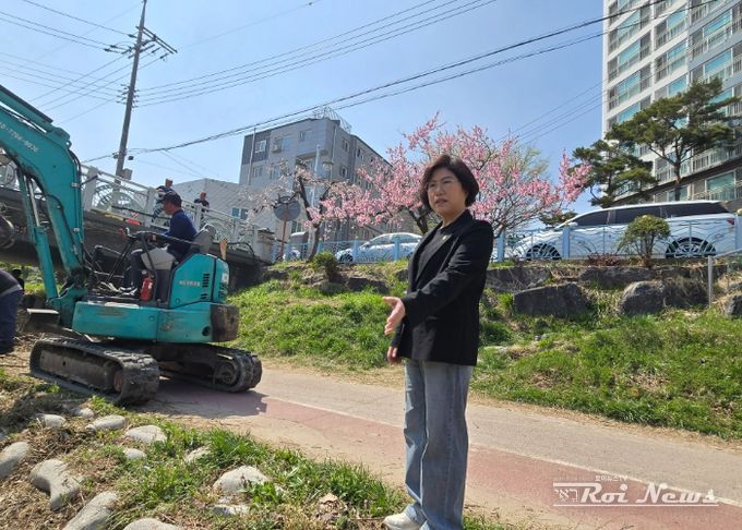 이애형 도의원, ‘수원천변 일원 환경개선’ 공사현장 찾아